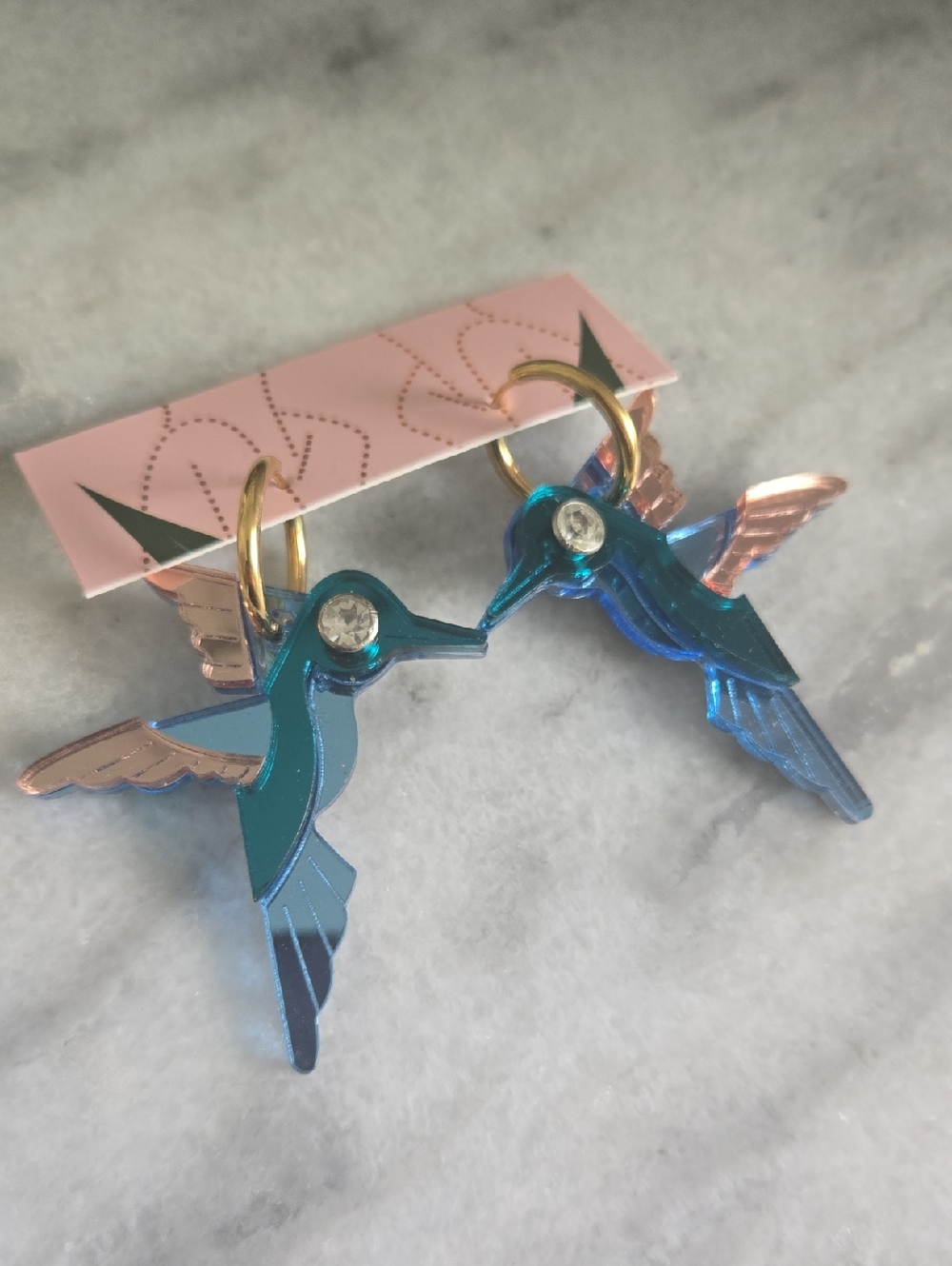 Unique handmade hummingbirds earrings